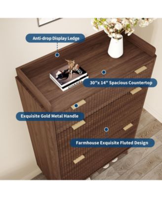 Fluted Shoe Cabinet with 2 Flip Drawers and Top Drawer, Deep Entryway Storage Organizer