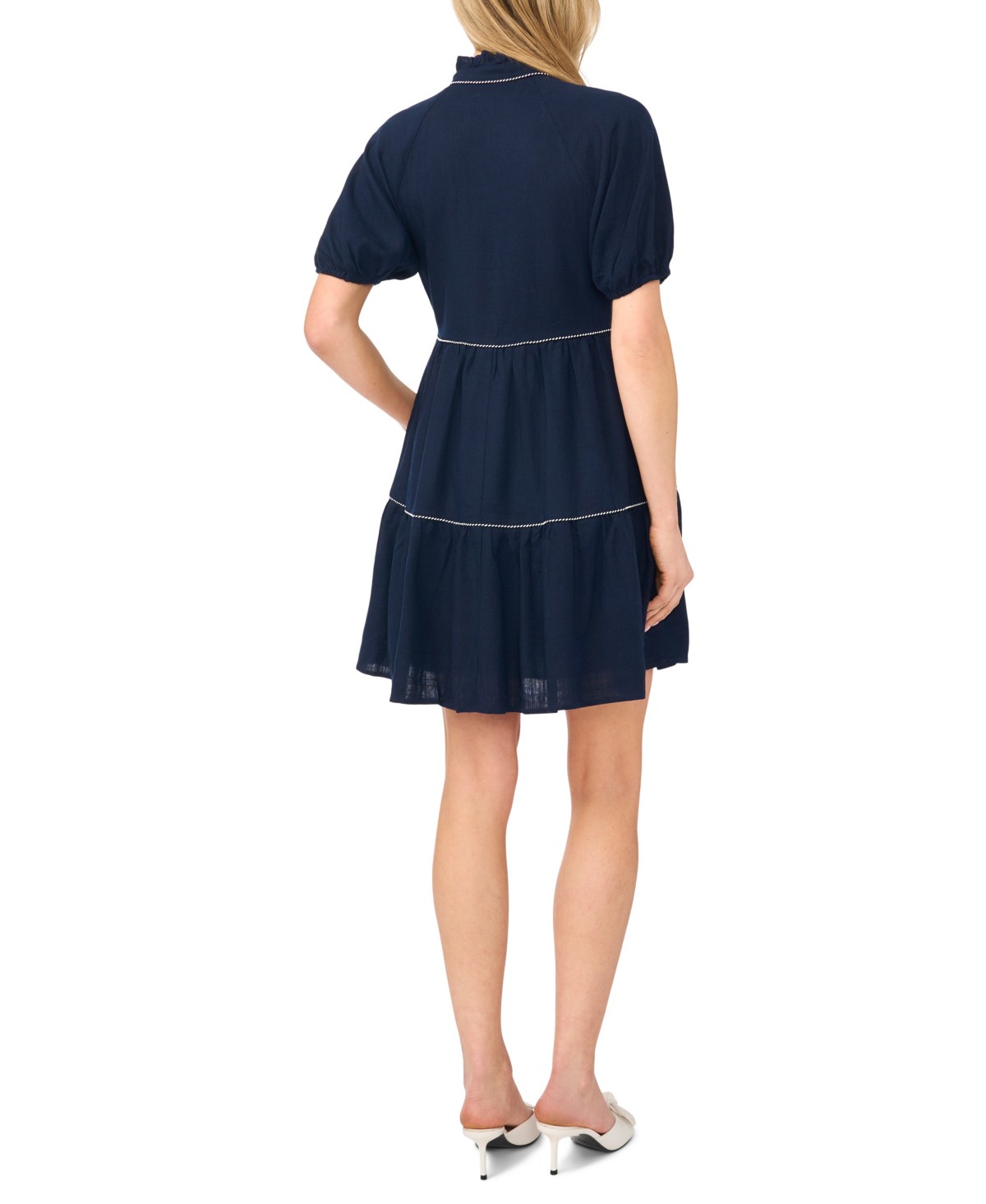 Женские платья CeCe Women's Linen-Blend Split Neck Short-Sleeve Babydoll Dress — фото 1