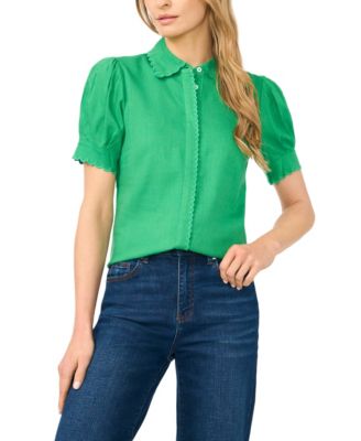 Women's Short-Sleeve Collared Button Up Shirt
