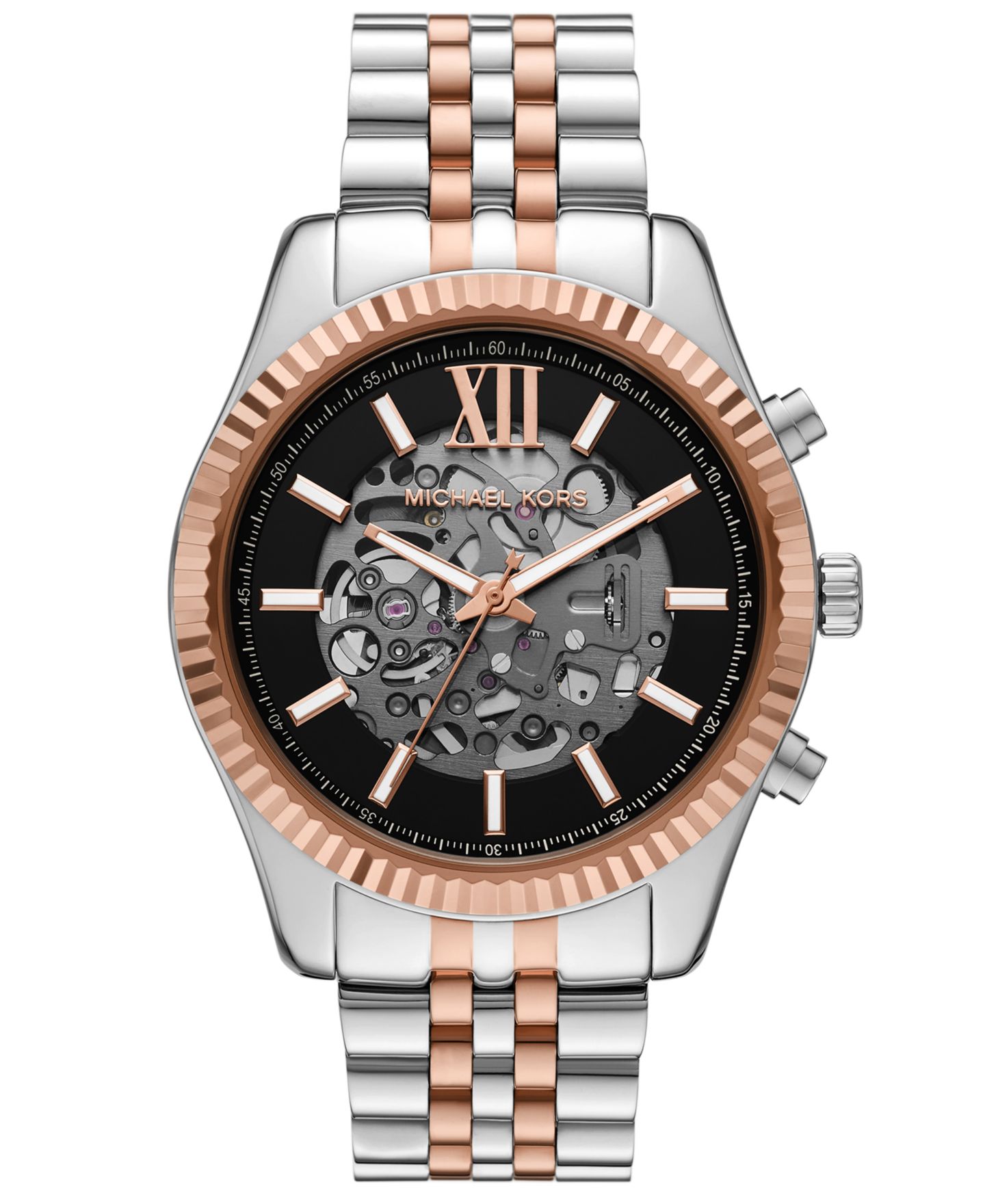 Мужские часы Michael Kors Lexington Automatic Three-Hand Two-Tone Stainless Steel Watch 45mm — фото 1