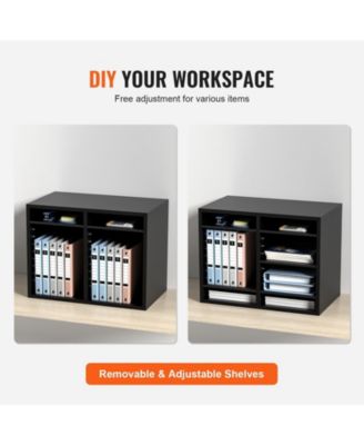 Wood Literature Organizer 12 Compartments Removable Shelves for Office and Home