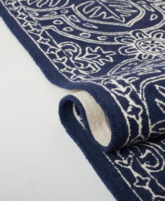 Etienne LRL6603N Navy and Ivory 5' X 5' Square Area Rug