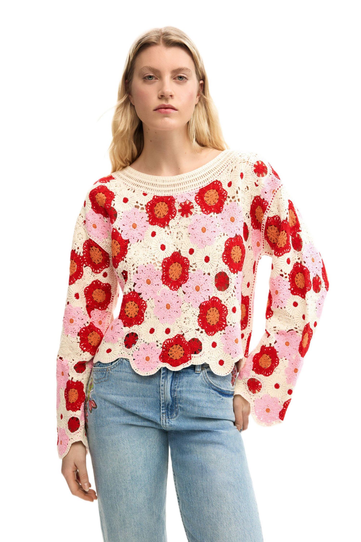 Women's Crochet flower sweater