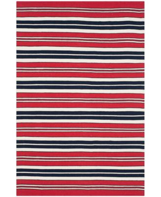 Leopold Stripe LRL2462E Red 4' X 6' Outdoor Area Rug