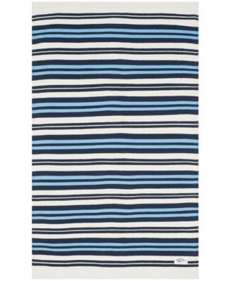 Leopold Stripe LRL2462B White and French Blue 4' X 6' Outdoor Area Rug