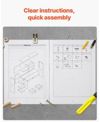 3-Tier Wood Desktop Bookshelf Storage Organizer with Fabric Drawers for Office