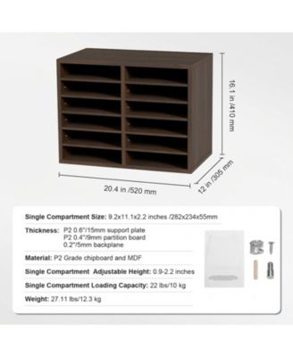 12 Compartment Literature Organizer With Adjustable Shelves for Office and Home