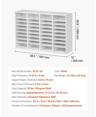 SUGFIT 36 Compartment Wooden Literature Organizer Mailbox for Office Storage