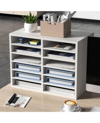 12 Compartment Literature Organizer With Adjustable Shelves for Office and Mailrooms