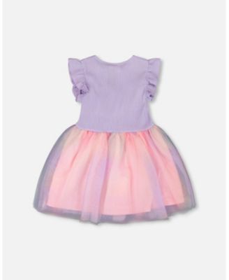 Little Girls Bi-Material Mesh Dress