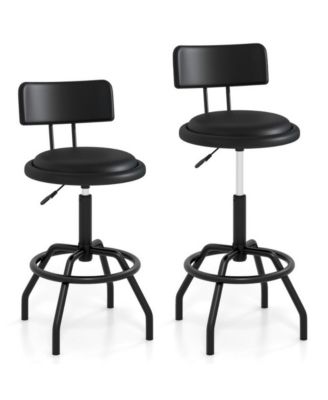 Adjustable Swivel Counter Height Bar Stool Set of 2 with Padded PU Leather Seat and Back
