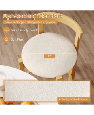 24 in Teddy Velvet Upholstered Counter Height Bar Stool Set of 2 with Shell Backrest