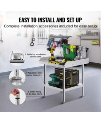 Stainless Steel Work Table 24 x 24 x 26 in Commercial Food Prep with Backsplash