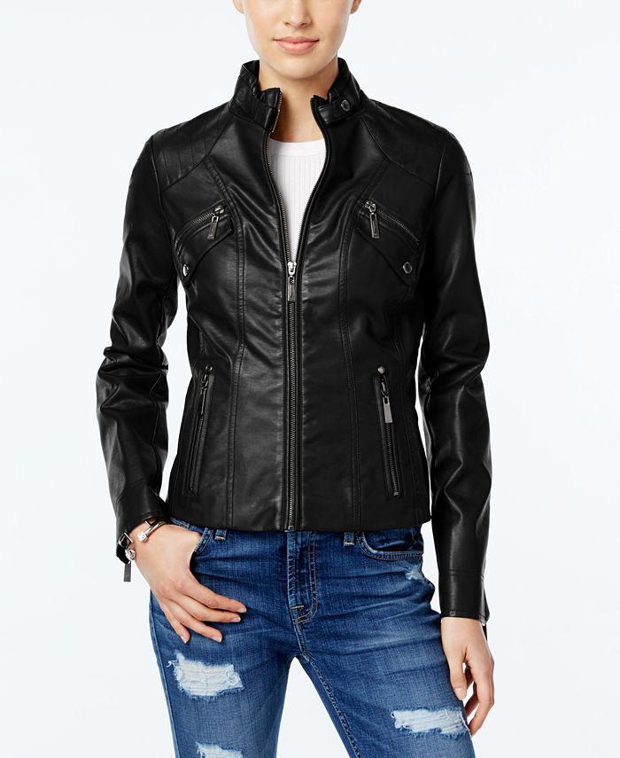 Jou Jou - Faux-Leather Moto Jacket