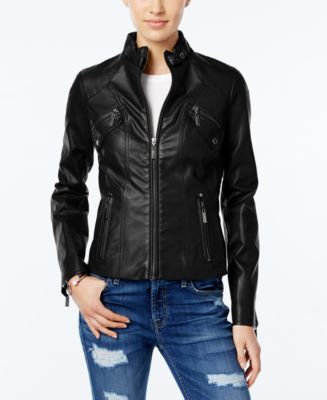 Jou Jou Juniors' Faux-Leather Moto Jacket - Macy's