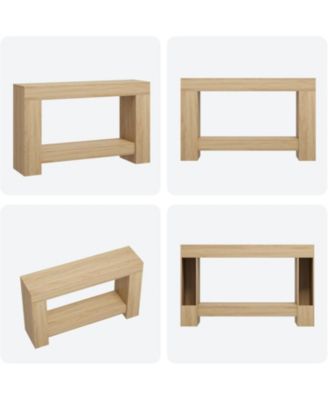 Entryway Console Table, Farmhouse 2-Tier Entryway Table, Long Sofa Accent Table Behind Couch Table with Open Storage