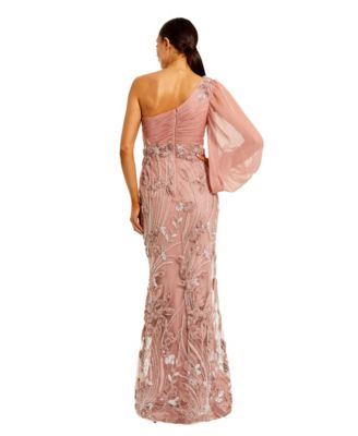 Women's Chiffon Gown with Embroidered Floral Skirt
