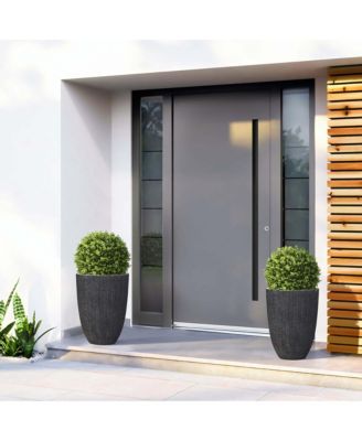 2-Piece Tall Tapered Round Plastic Planters Set