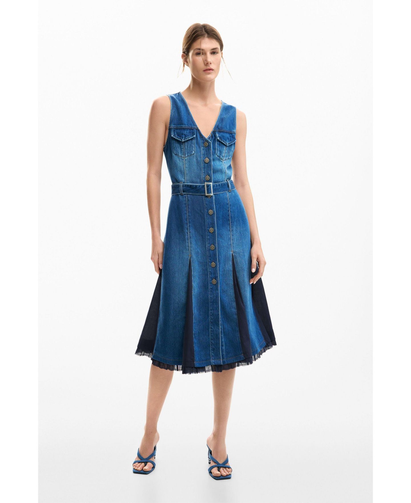 Женское платье Desigual Denim midi, цвет: Средний синий — фото 1