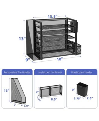 6 Tier Desk File Organizer Letter Tray Pen Holder