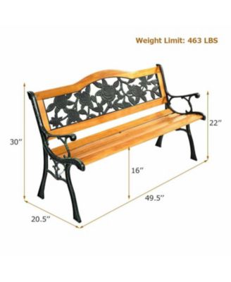 Garden Bench Chair Outdoor Wooden Loveseat with Iron Armrest