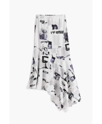 Women's Newspaper asymmetrical skirt
