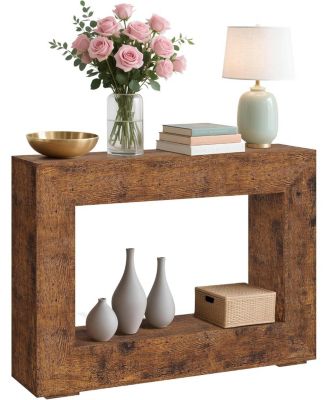 Farmhouse Console Table - 47 in Minimalist Vintage Entryway Table, Storage Rustic Sofa Table with Open Shelves for Hallway