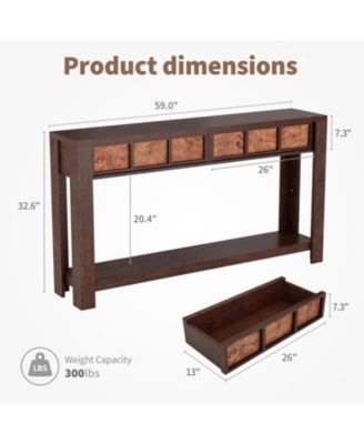 Entryway Table, 59 Inch Console Table Narrow Sofa Table Behind Couch, Farmhouse Entry Table with 2 Drawers