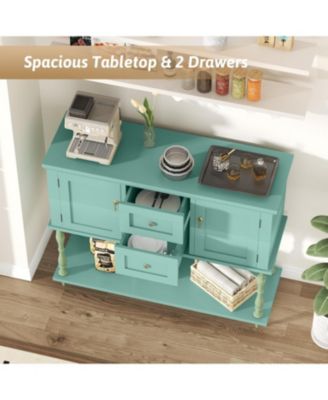 Entryway Table with 2 Drawers, 42" Vintage Console Table with Storage Shelf and 2 Doors, Farmhouse Buffet Sideboard Cabinet for Living Room