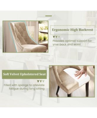 Upholstered Dining Chairs Set of 4 Tufted Wingback Chairs w/ Solid Wood Legs