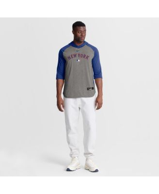 Men's Gray New York Mets Authentic Collection Flux Dri-FIT Raglan 3/4-Sleeve Hoodie