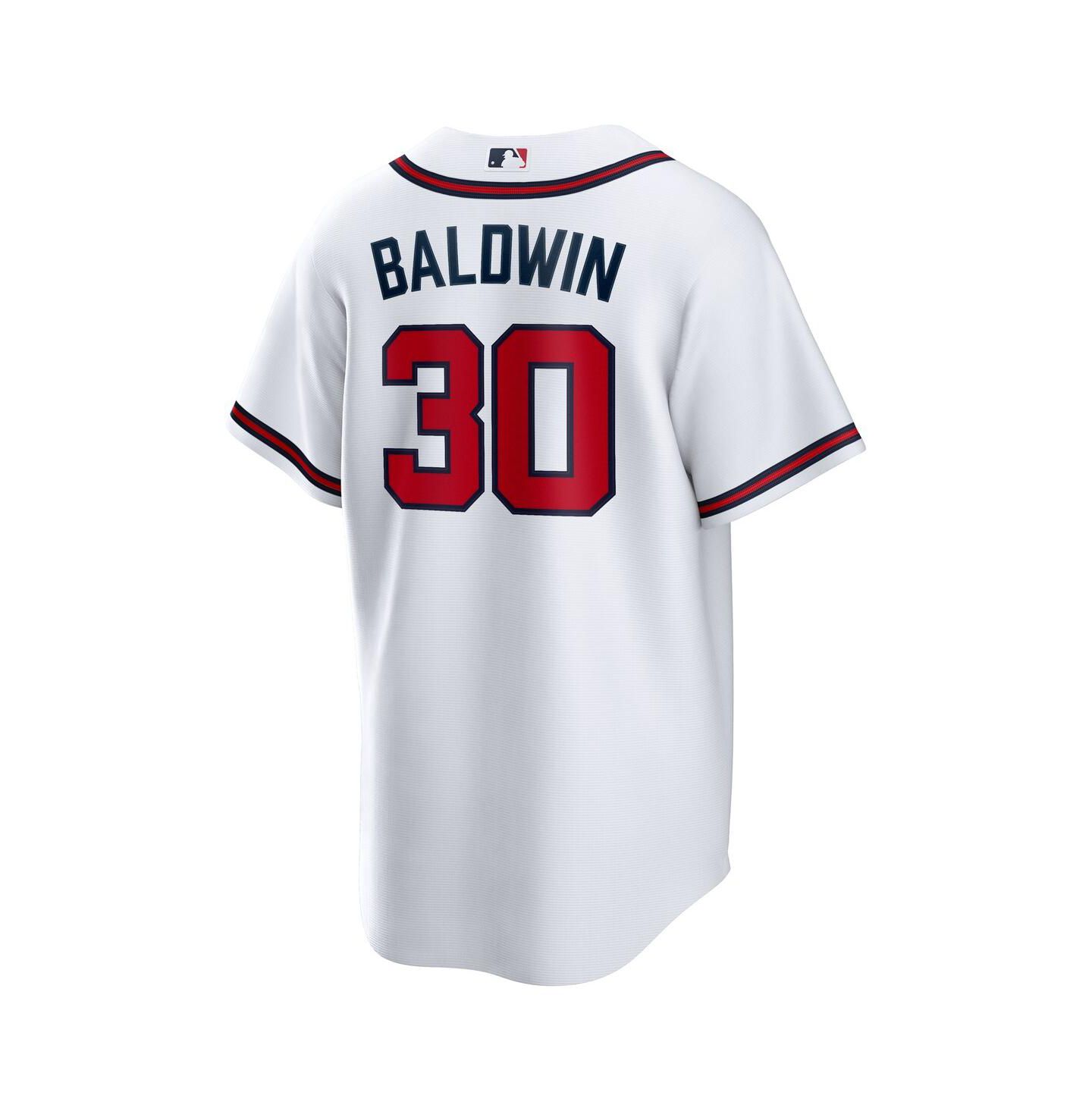 Мужской топ Nike Drake Baldwin White Atlanta Braves Home Replica Jersey — фото 3