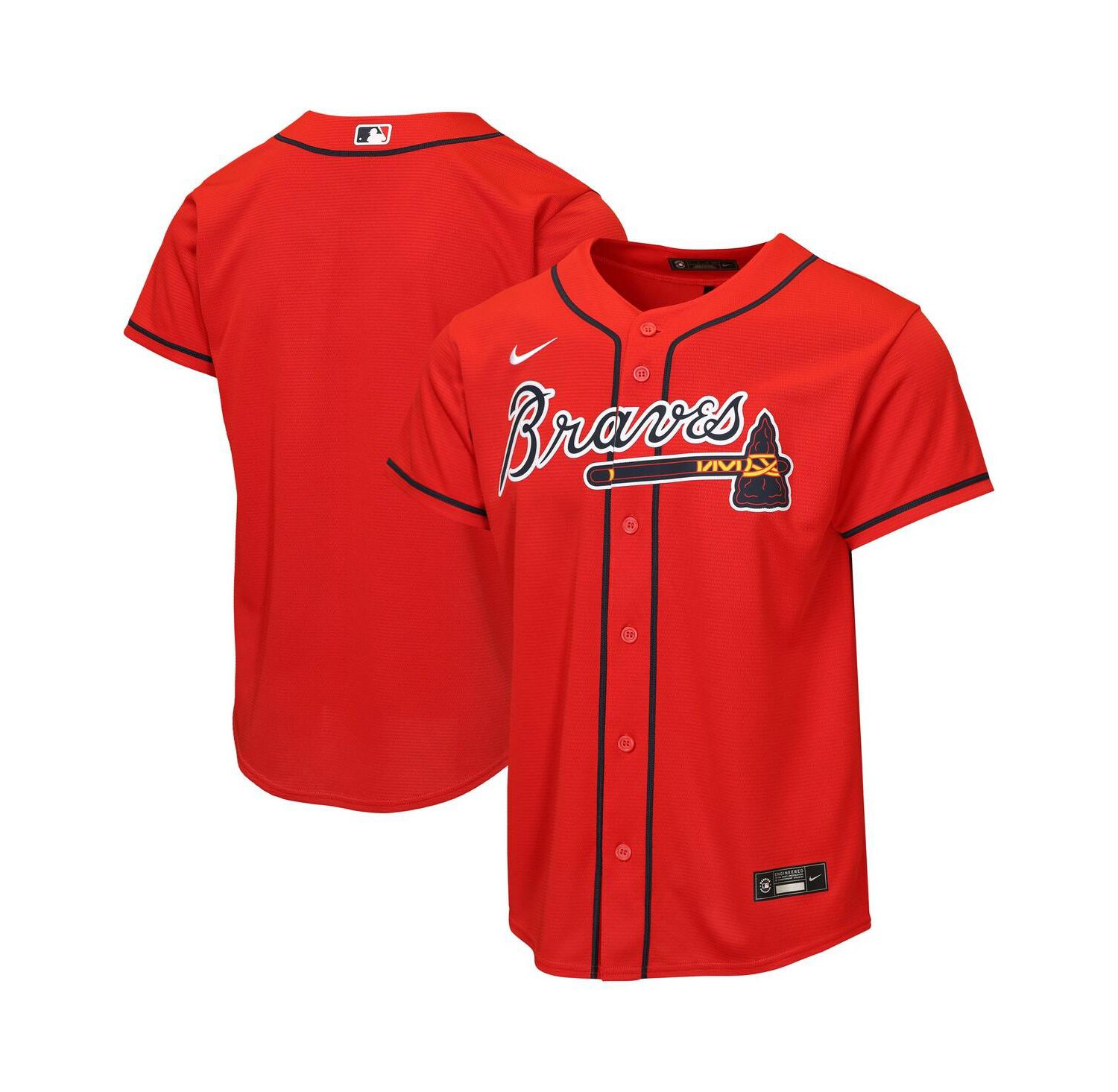 Big Boys and Girls Red Atlanta Braves Alternate Replica Jersey