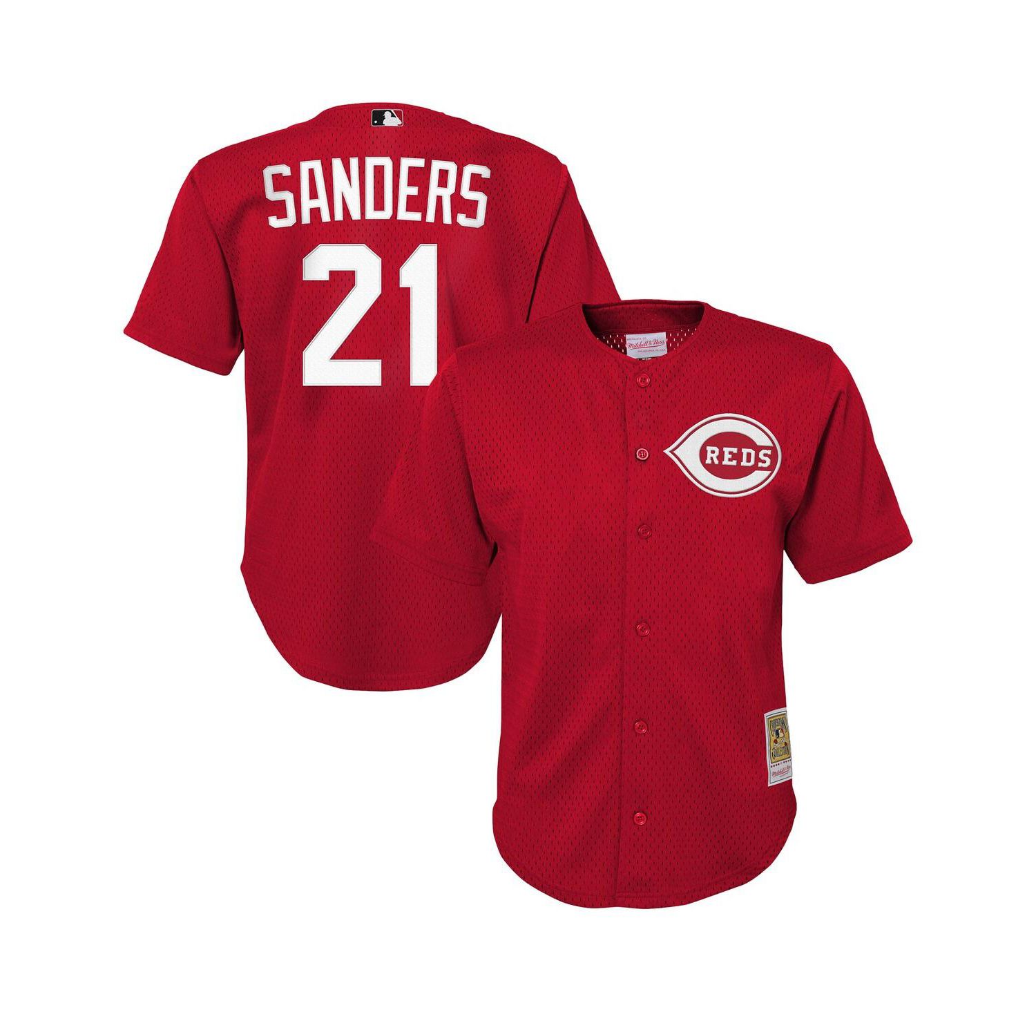 Big Boys and Girls Deion Sanders Red Cincinnati Reds Cooperstown Mesh Batting Practice Jersey