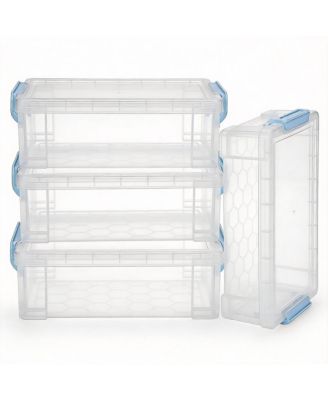 4 pack Stackable Translucent Pencil Case Marker Organizer Art Supply Storage