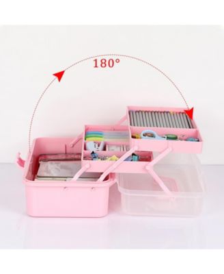 3-Layer Plastic Dividing Storage Box Craft Organizer Adjustable Spacers Portable Handled Art Supply Multipurpose Home Utility