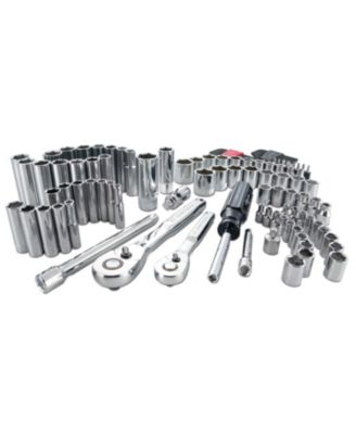 Socket Set 1/4 & 3/8 Inch Drive SAE Metric 105-Piece Mechanics Tool Kit