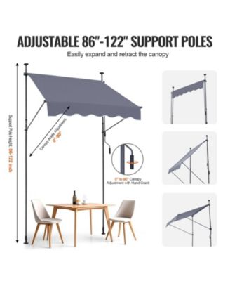 59 x 47in Retractable Patio Awning Sunshade Shelter for Patio and Balcony