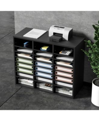 Wood Literature Organizer 24 Compartments Removable Shelves for Office Use