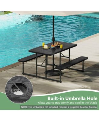 Rectangular HDPE Outdoor Picnic Table and Bench Set for 2-4 People