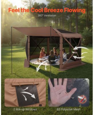12 x 12 ft 6-Sided Pop-up Screen Tent Camping Canopy with Removable Top