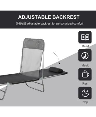 Mesh Outdoor Reclining Lounge Chair Lightweight and Portable,