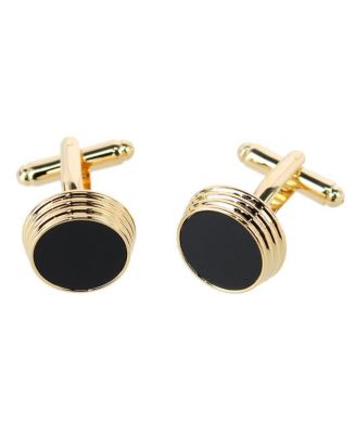 Men's Xaviar Ring Detailed Circular Cufflink Stud Set