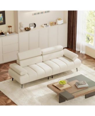Sofa Couch, Couches for Living Room, Morden 3 Seater PU Leather Sofas with Adjustable Headrest and Armrest, for Bedroom, Office