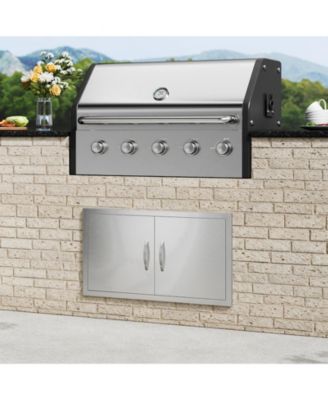 34W x 19H in Double Stainless Steel BBQ Access Door for BBQ Island Grilling