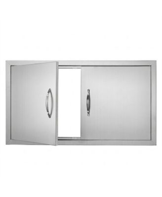 34W x 19H in Double Stainless Steel BBQ Access Door for BBQ Island Grilling