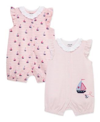 Baby Girls' Sailboats Sleeveless Rompers, 2-Pack