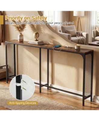 71-Inch Narrow Console Table with Power Outlet