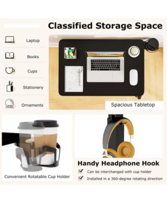 Mobile Height Adjustable Overbed Table with Cup Holder, 24 x 16 in