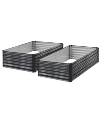 2 Pack Raised Garden Beds 6.67 x 3.35 ft Elevated Metal Planter Boxes for Flowers
